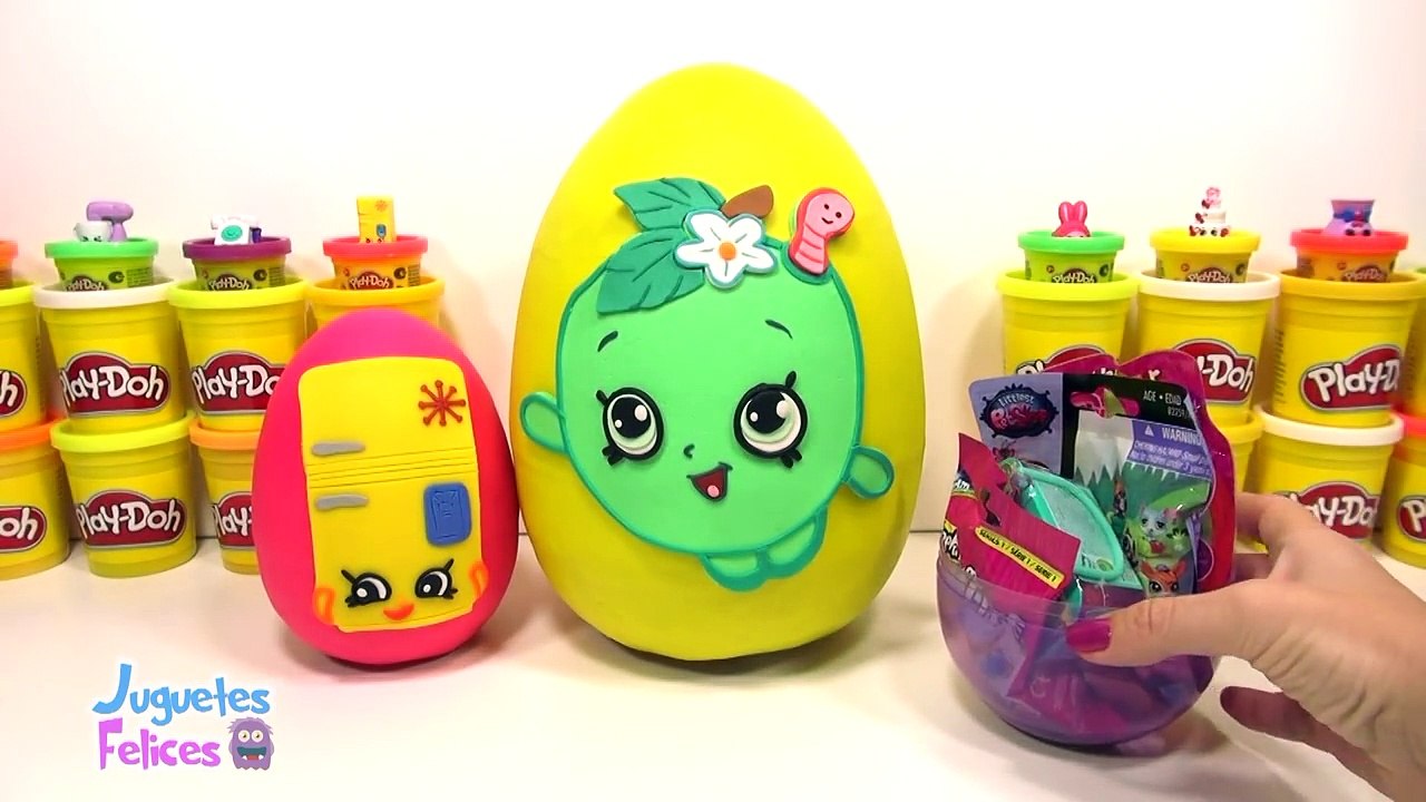 3 Huevos Sorpresas Gigantes de Shopkins en Español de Plastilina Play Doh