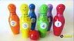 children around Learn colors and numbers with wooden bowling toy for children learn English