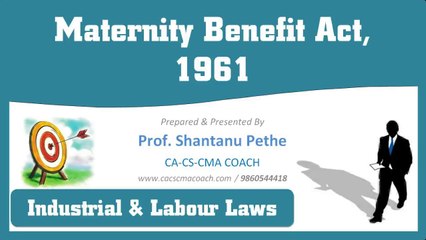 A01=ILGL=11= Maternity Benefit Act 1961= D