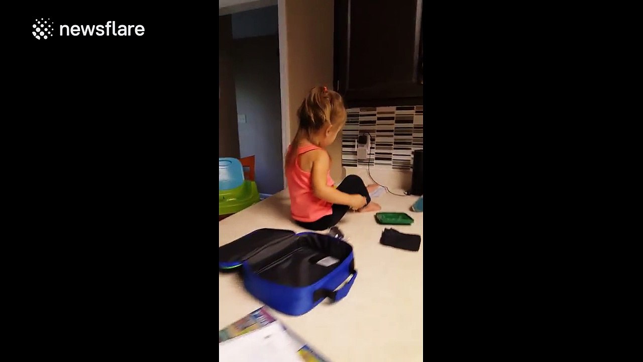 'Sneaky' toddler eats brother's lunch before he goes to school