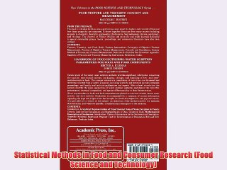[PDF] Statistical Methods in Food and Consumer Research (Food Science and Technology) Popular