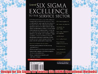 [PDF] Design for Six Sigma for Service (Six SIGMA Operational Methods) Full Online