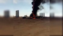 بنقردان : عدد من المحتجين يحرقون معدات شركة اشغال افريقيا التي تعمل على تبليط الطريق السيارة