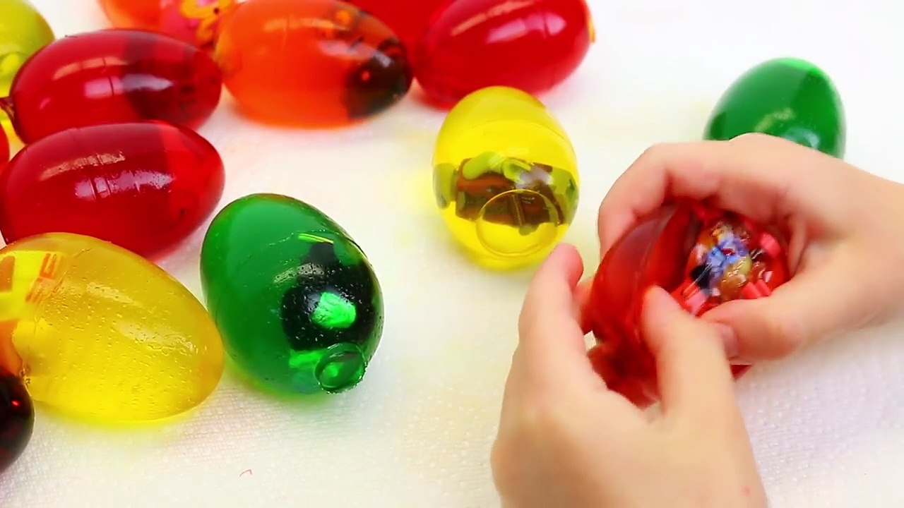 Jell-O SURPRISE EGGS with Surprise Toys Legos, Frozen Figures, Shopkins, Minions, Cars