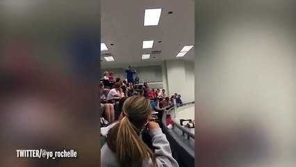 Class goes wild after student WINS them an A-grade by sinking impressive long shot