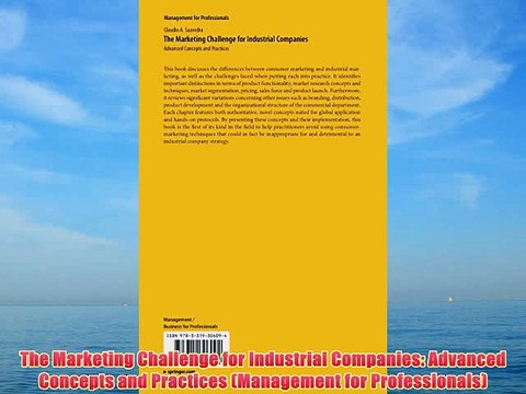 [PDF] The Marketing Challenge for Industrial Companies: Advanced Concepts and Practices (Management