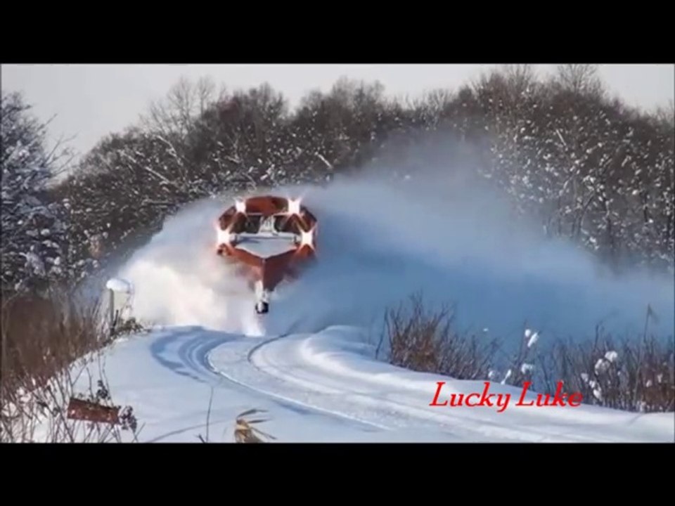 Powerful Train Plow Through Snow Railway tracks