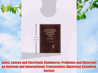 [PDF] Sales Leases and Electronic Commerce: Problems and Materials on National and International