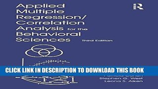 New Book Applied Multiple Regression/Correlation Analysis for the Behavioral Sciences, 3rd Edition