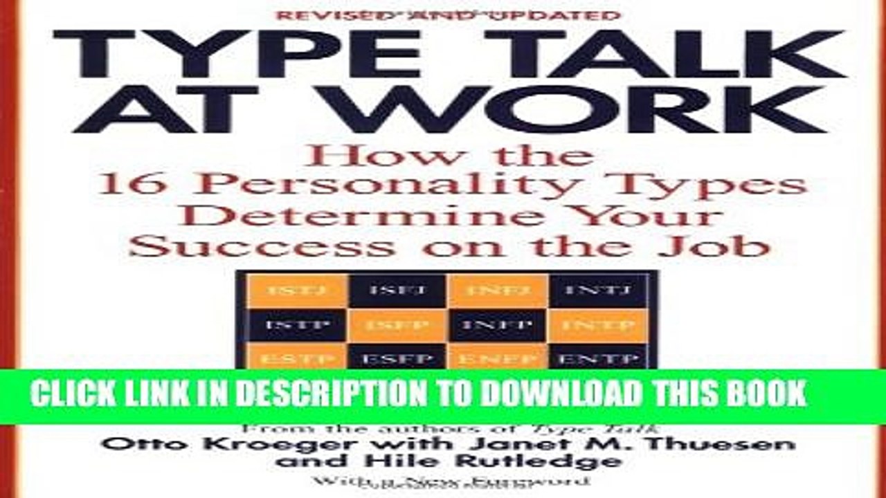 New Book Type Talk at Work (Revised): How the 16 Personality Types Determine Your Success on the Job