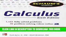 New Book Schaum s Outline of Calculus, 6th Edition: 1,105 Solved Problems   30 Videos (Schaum s