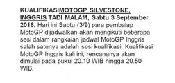 INILAH HASIL KUALIFIKASI MOTOGP INGGRIS TADI MALAM,3 September 2016