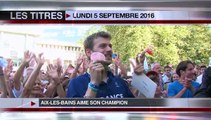 JT du lundi 5 septembre 2016