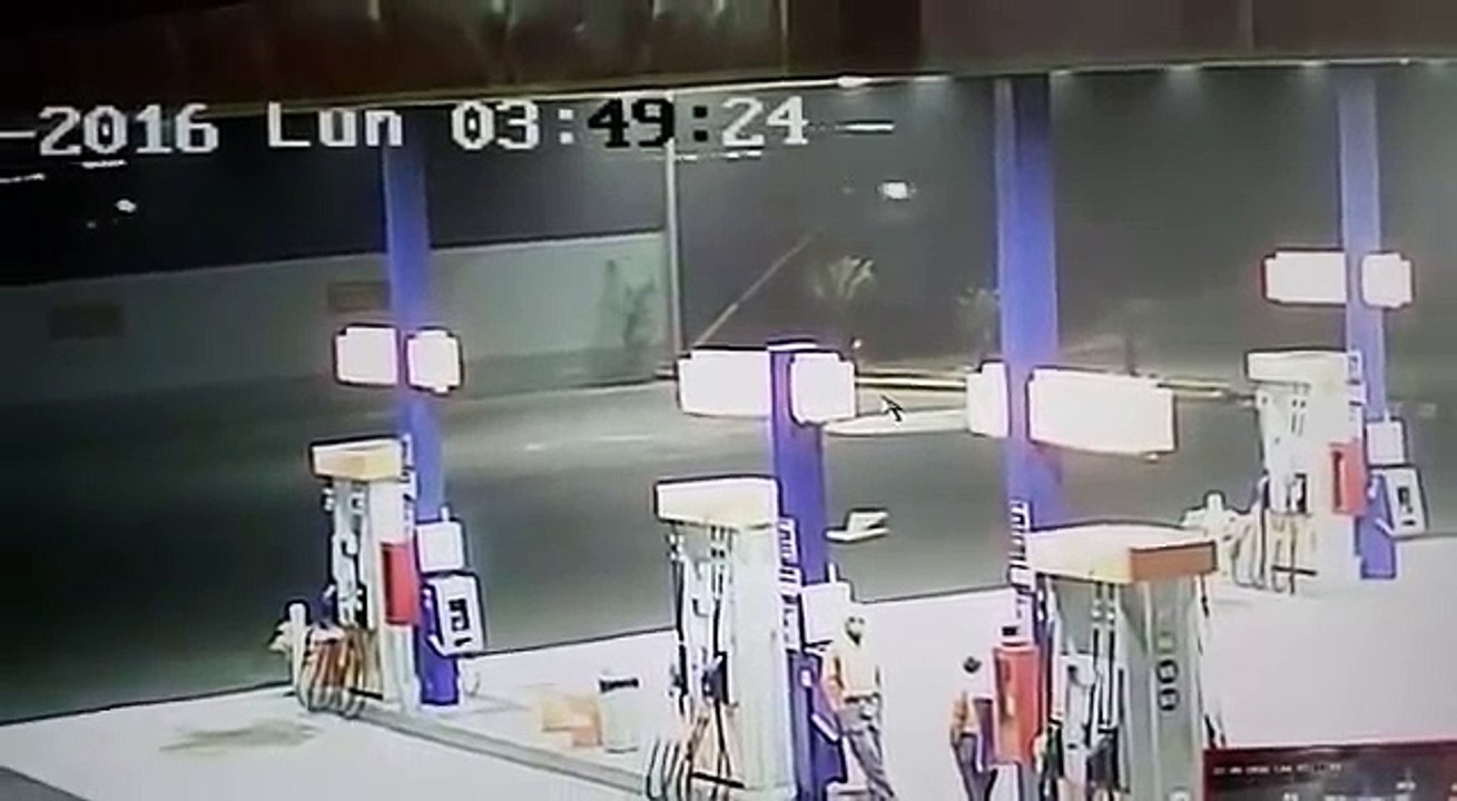 Strange creature on gas station
