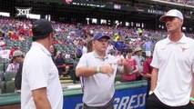 UT Baseball Coach David Pierce throws out First Pitch at Rangers Game