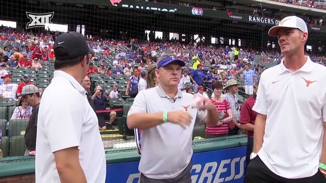 UT Baseball Coach David Pierce throws out First Pitch at Rangers Game