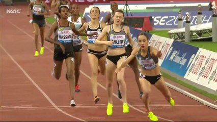 1500m F - DL Zürich, 01 sept 2016 (Rowbury 3’57''78, Muir grille Kipyegon dans la course aux diamants)