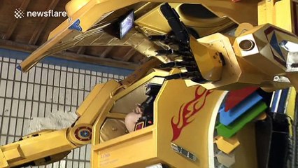 Dad builds massive Transformer-style robot for his son