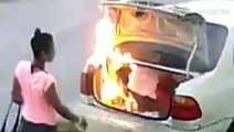 Elle met le feu à la voiture de son ex, enfin presque, c'était pas la bonne bagnole!