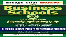Collection Book Essays That Worked for Business Schools: 40 Essays from Successful Applications to