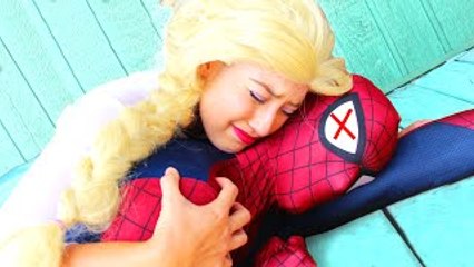 Frozen Elsa & Spideman vs Maleficent, Poison Ivy & Joker! w/ Pink Spidergirl, Princess Cin