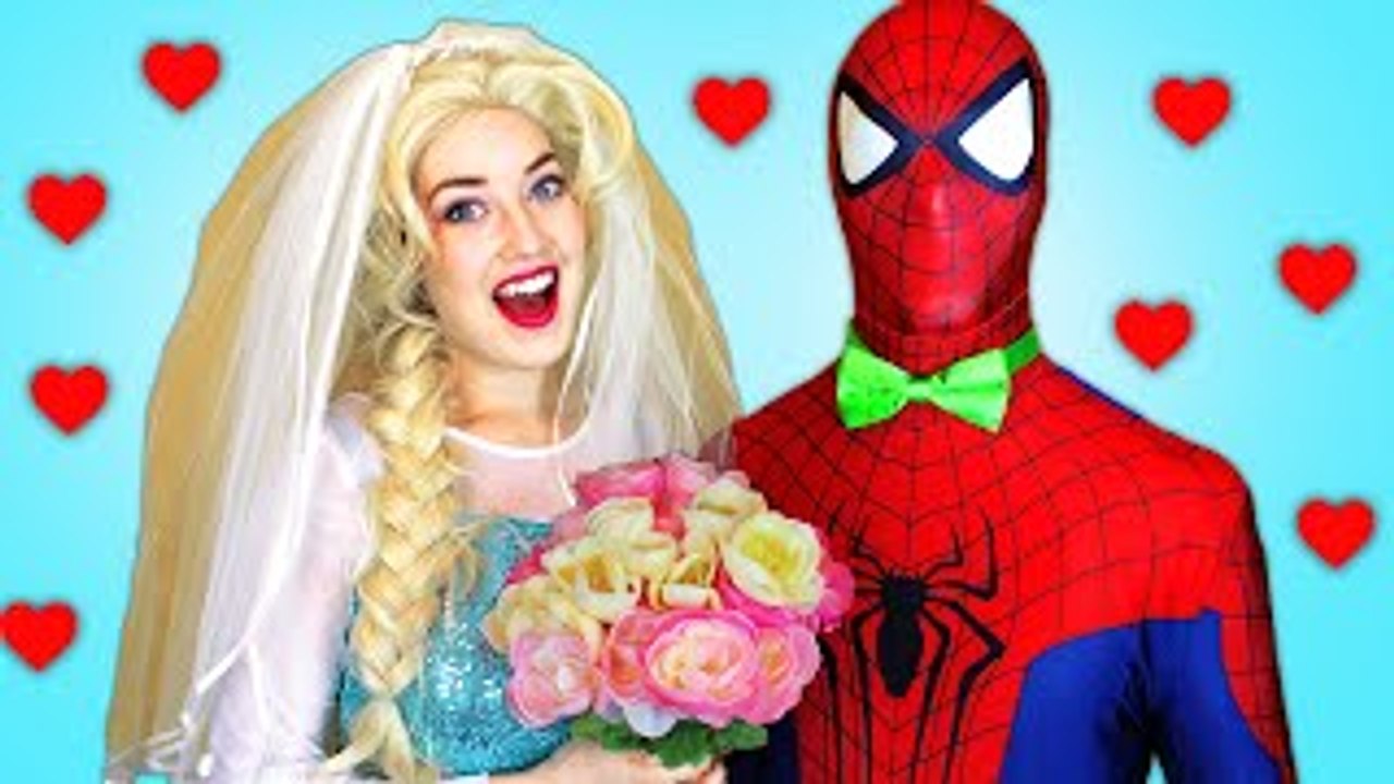 Spiderman, Elsa & Anna vs Joker! Wedding and Kisses! Superheroes in Real Life :)