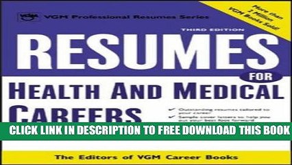 Collection Book Resumes for Health and Medical Careers