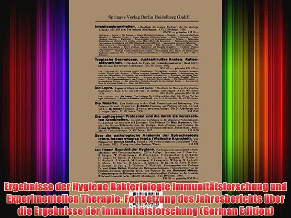 [PDF] Ergebnisse der Hygiene Bakteriologie ImmunitÃ¤tsforschung und Experimentellen Therapie: