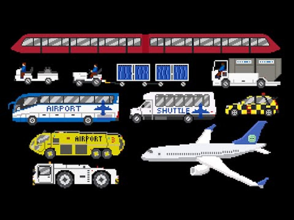 Airport Vehicles - Buses, Airplane, Baggage Cart & More - The Kids' Picture Show (Fun & Educational)