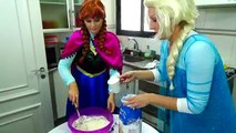 Frozen Elsa & Frozen Anna Cooking Frozen Elsa Cake w- Spiderman - Fun Superheroes Movie In Real Life