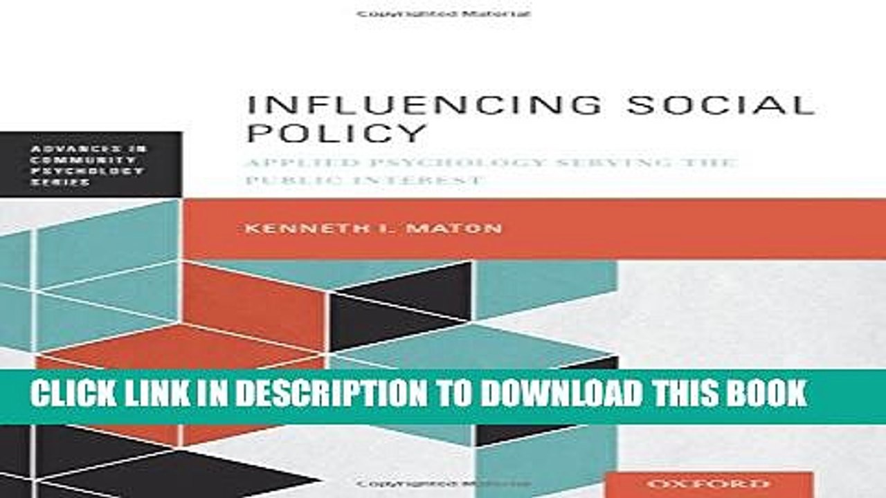[Read PDF] Influencing Social Policy: Applied Psychology Serving the Public Interest (Advances in