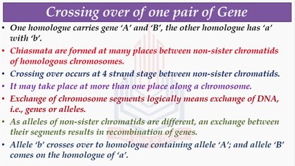 Crossing Over of one pair of Gene