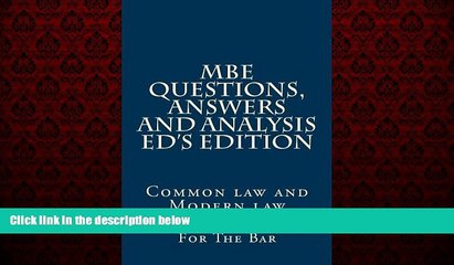 Popular Book MBE Questions, Answers And Analysis Ed s Edition: Solutionally Analyzed MBE Questions