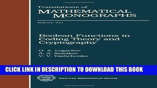 Collection Book Boolean Functions in Coding Theory and Cryptography (Translations of Mathematical