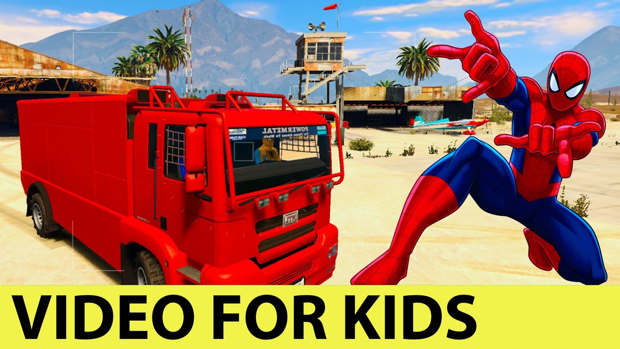 RED TRUCK with Spiderman Cartoon for Kids and Nursery Rhymes Songs for Children