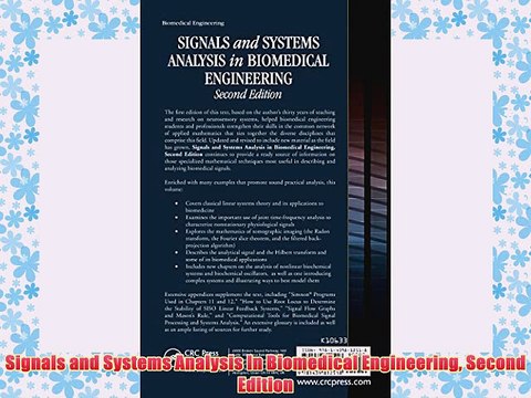 [PDF] Signals and Systems Analysis In Biomedical Engineering Second Edition Full Online