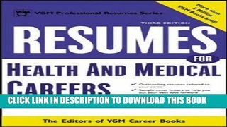 New Book Resumes for Health and Medical Careers