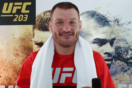 Stipe Miocic media scrum at UFC 203 open workouts