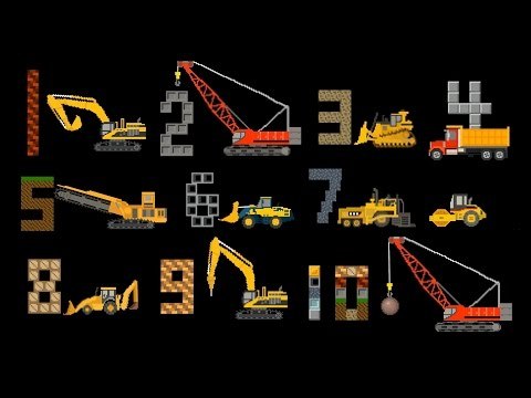 Construction Vehicles Counting - Count to Ten with Trucks - The Kids' Picture Show
