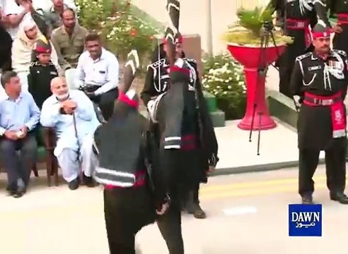Flag ceremony at Wagha Border