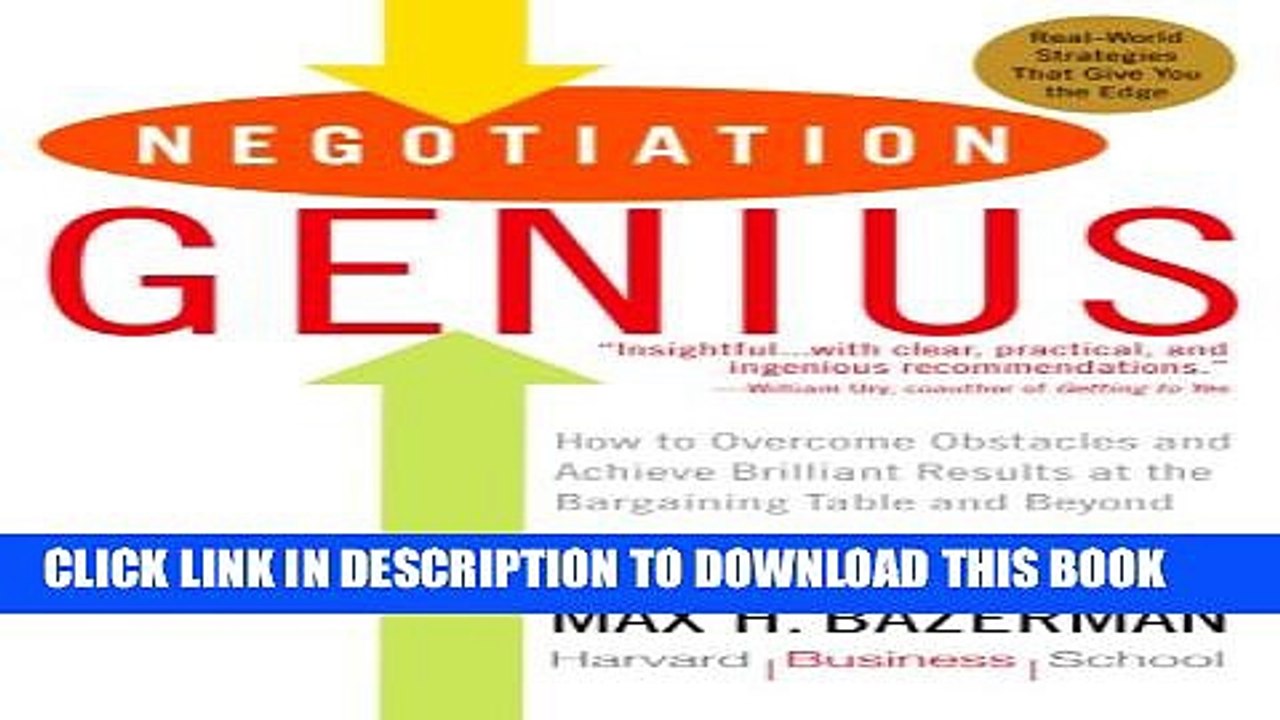 [PDF] Negotiation Genius: How to Overcome Obstacles and Achieve Brilliant Results at the