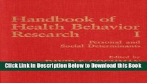 [Best] Handbook of Health Behavior Research I: Personal and Social Determinants Online Books
