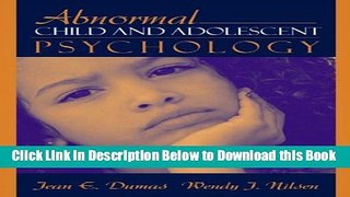 [Download] Abnormal Child and Adolescent Psychology Free Ebook