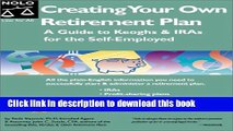 Read Creating Your Own Retirement Plan: A Guide to Keoghs   IRAs for the Self-Employed, Second