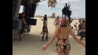 Imogen Anthony dances Alanis Morissette song T-shirt underwear going topless Burning Man festival