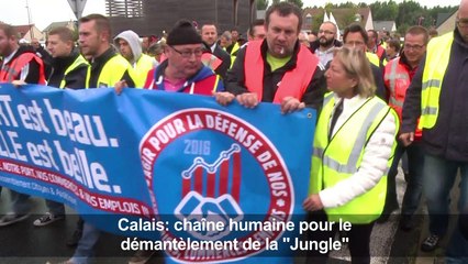 Calais: chaîne humaine pour le démantèlement de la "Jungle"