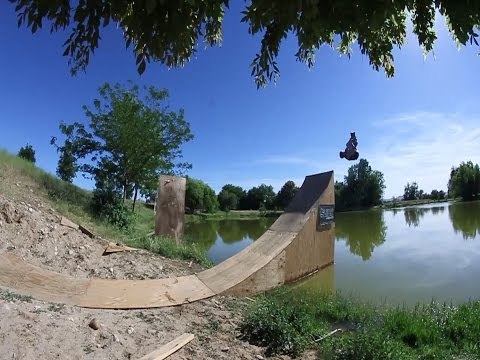 Skater Finishes His Tricks With Water Landings