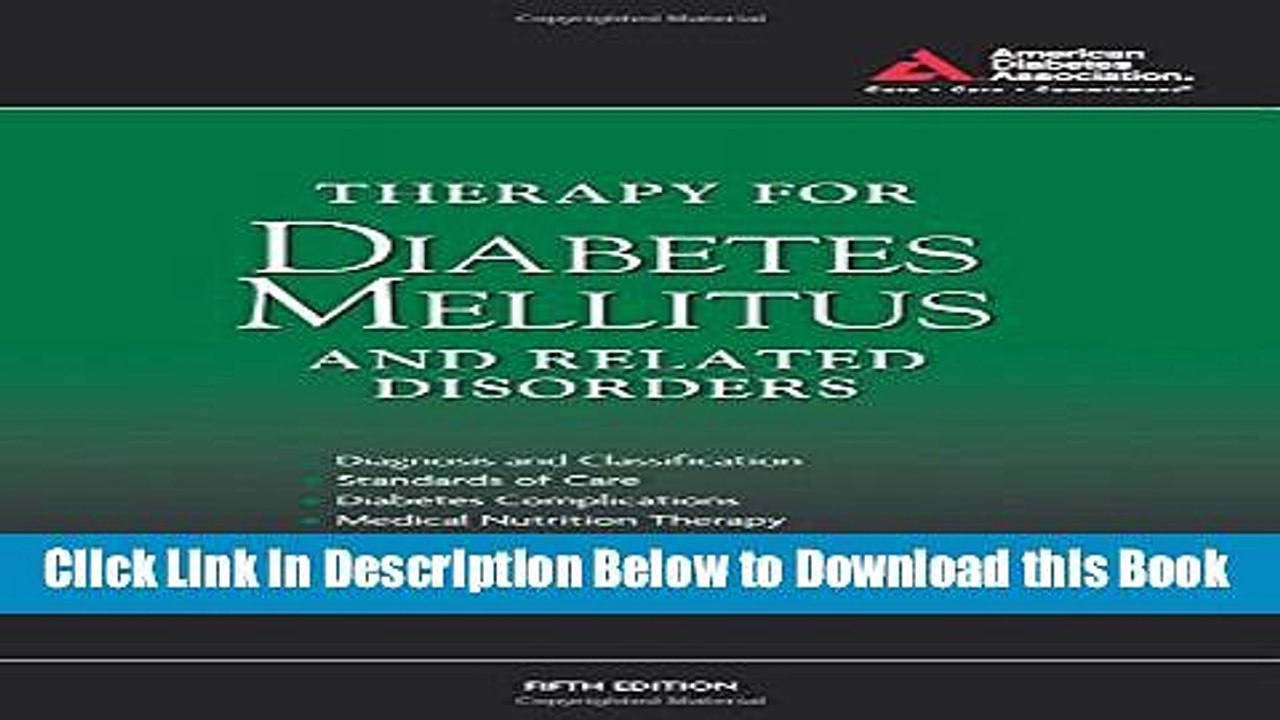 [Reads] Therapy for Diabetes Mellitus and Related Disorders Online Ebook