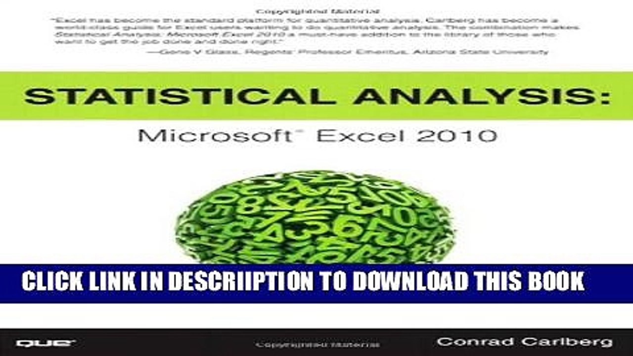 [PDF] Statistical Analysis: Microsoft Excel 2010 Popular Colection