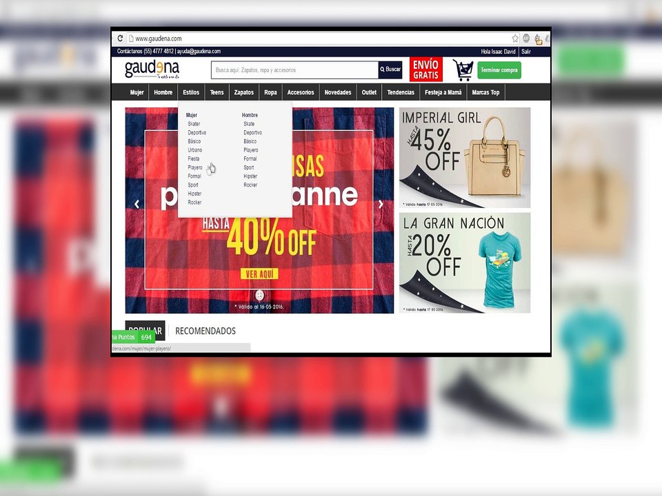 Experiencia de compra en Gaudena, tienda de ropa online en México.